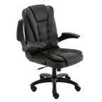 Black office chair with quilted design on a white background