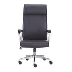 Black office chair with high backrest on a white background