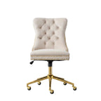 velvet-tufted-office-chair-adjustable-swivel-chair-beige-front-view