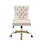 Beige office chair with gold accents on a white background
